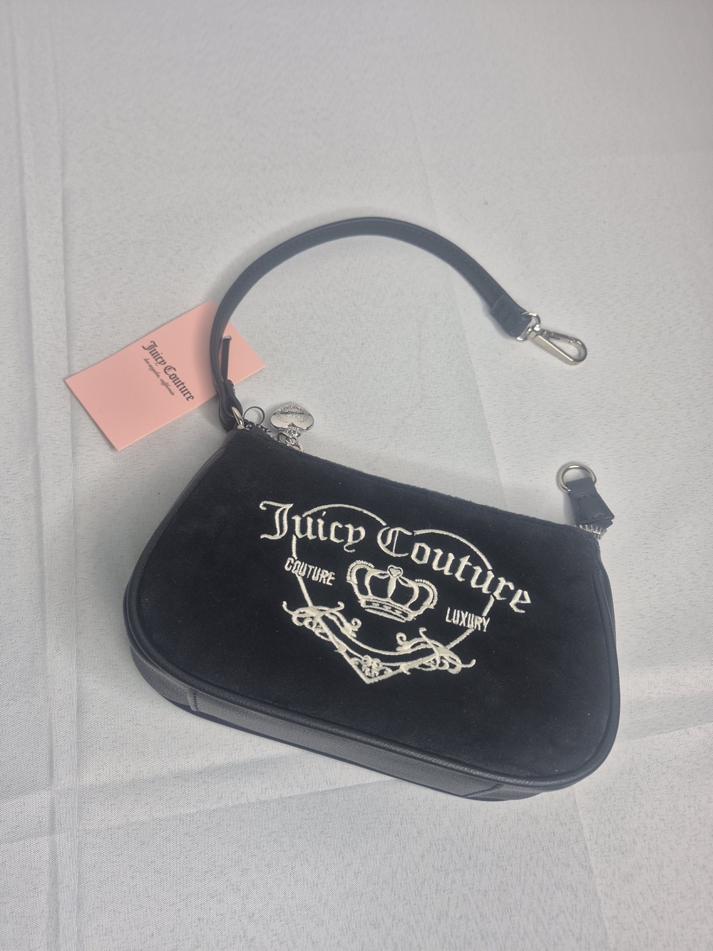 Juicy Couture Mini Black Velvet Logo Shoulder Bag NWT - Picture 7 of 10